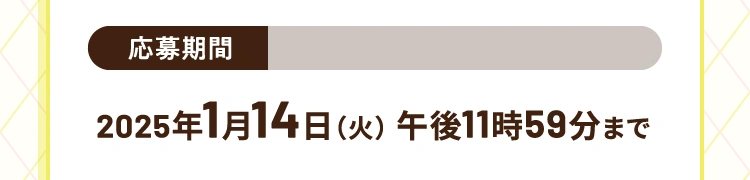 応募期間 | 2025年1月14日（火曜日）午後11時59分まで