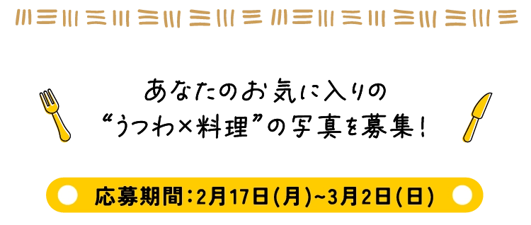 あなたのお気に入りの
          “うつわ×料理”の写真を募集！