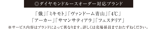 ダイヤモンドルースオーダー対応ブランド