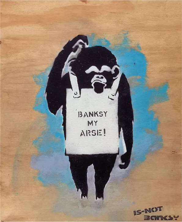 BANKSY MY ARSE! Ⅱ <br>stencil／household paint on plywood