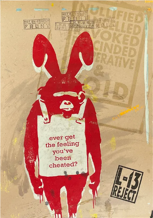 Bunny Chimp L-13 Reject Edition<br>screen print on card board