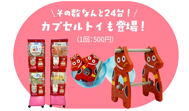 その数なんと24台！カプセルトイも登場！（1回：500円）