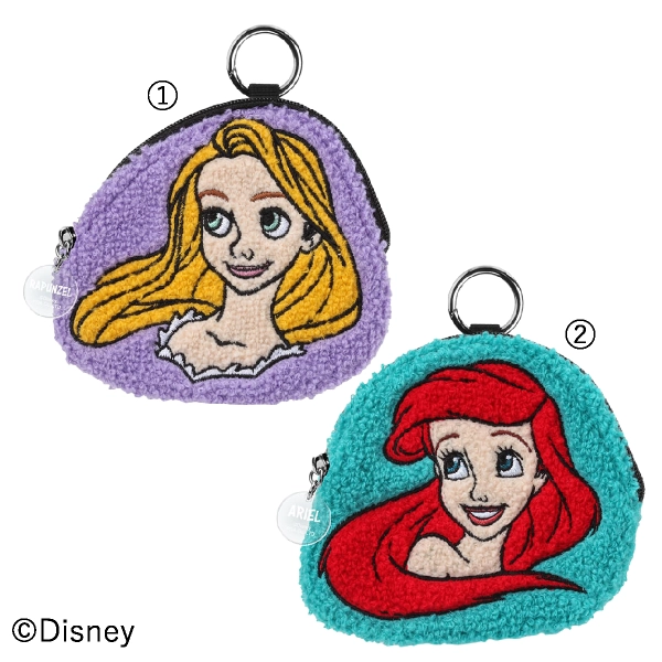 サガラ刺繍 ガジェットポーチ①ラプンツェル ②アリエル 各2,480円