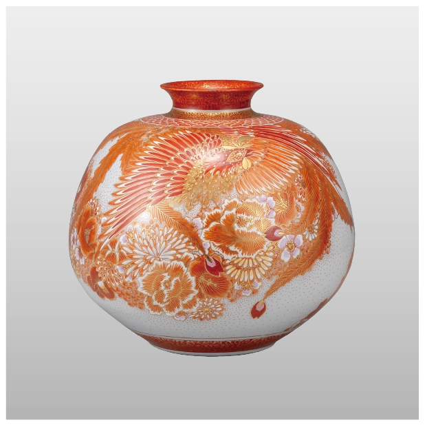 赤絵瑞鳥花器（約縦34×横34×高さ32cm）473,000円