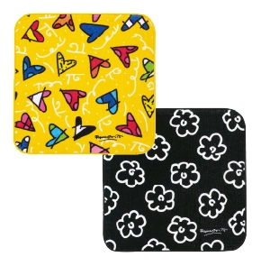 ハンドタオル HEART YELLOW・FLOWER BLACK（H25×W25cm）各1,870円