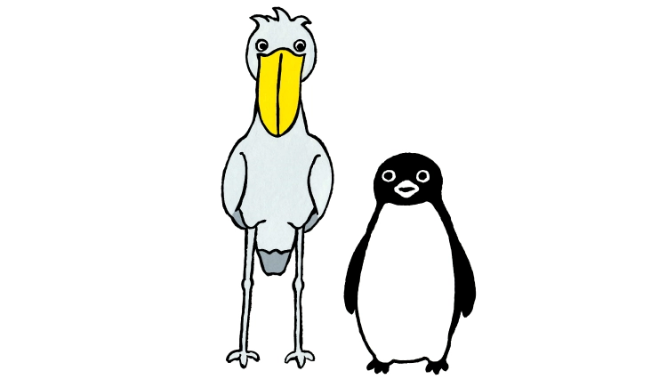 ペンギンとハシビロコウ（30×30cm、ピエゾグラフ）49,500円