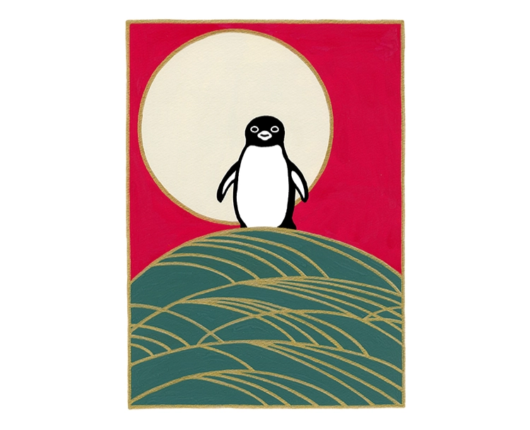 ペンギン花札  八月 薄（33×23cm、ピエゾグラフ）60,500円