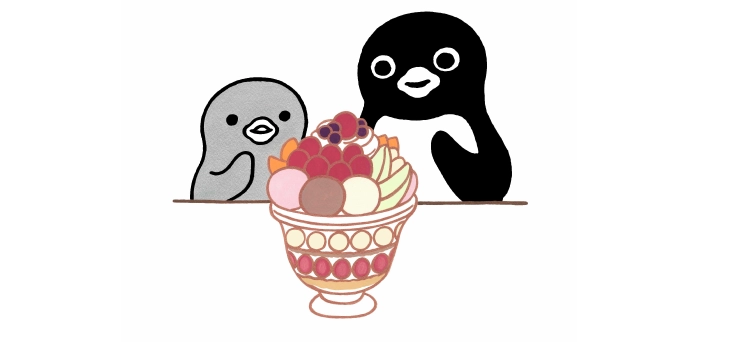 ペンギンとビッグパフェ（30×30cm、ピエゾグラフ）49,500円