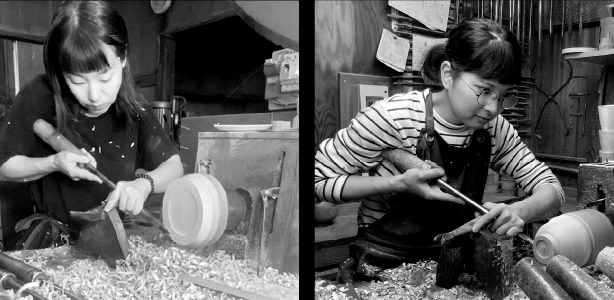 木地挽きの実演