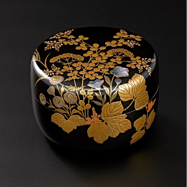 秋草蒔絵平棗（直径8.5×高さ6㎝）