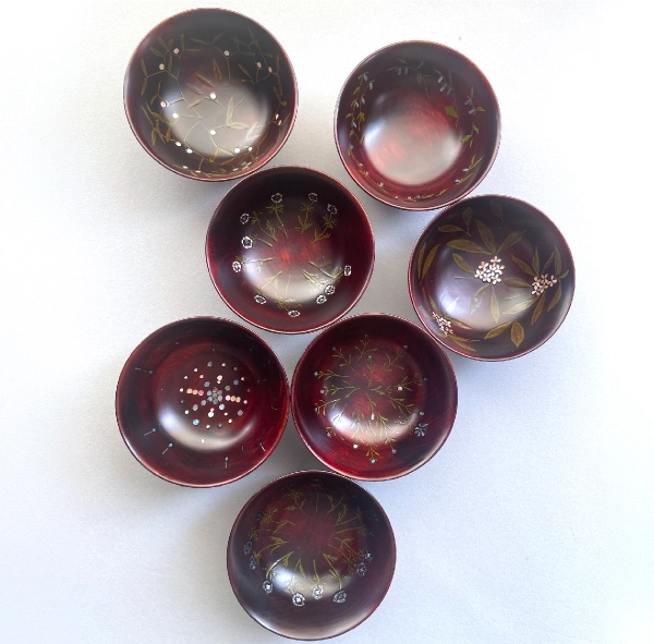 薄口リム皿 木地溜め（各直径14×高さ4㎝）