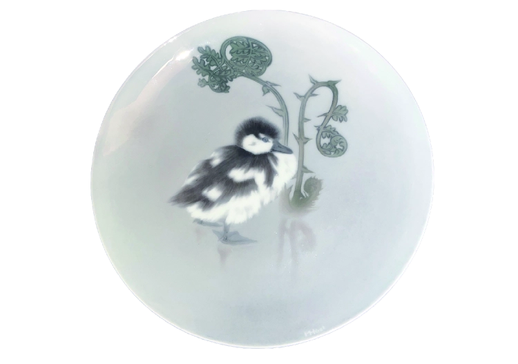 ロイヤル・コペンハーゲン 水鳥とゼンマイ文絵皿