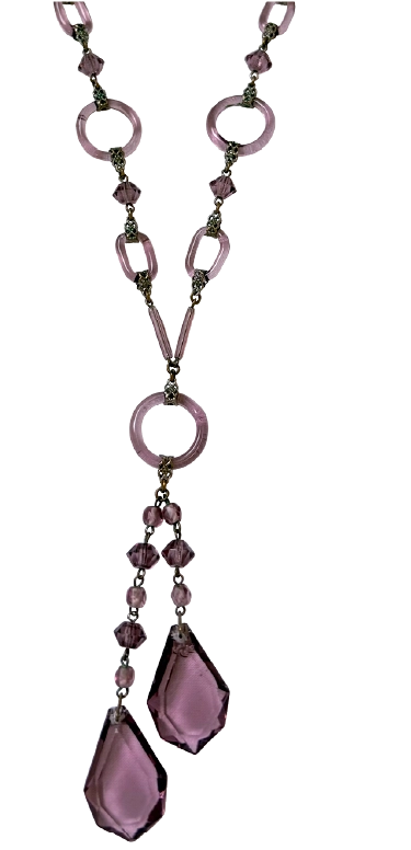 Mauve Glass Lavalier Necklace