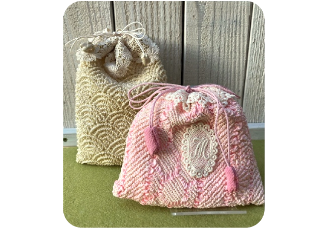 絞りとレースの巾着〈キット〉