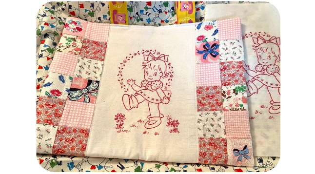 女の子の刺繍クロス