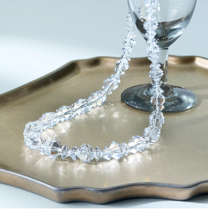 水晶ネックレス8角ブリリアントカット三つ合わせ