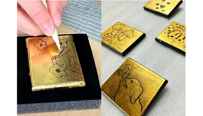 金箔押しブローチ制作体験