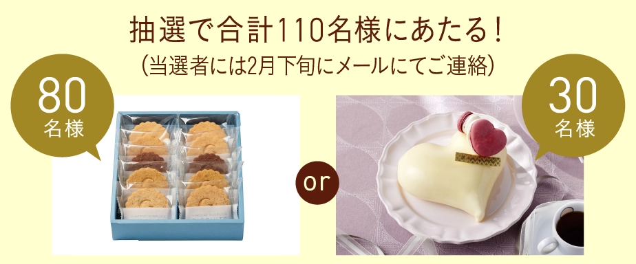 抽選で合計110名様にあたる！（当選者には2月下旬にメールにてご連絡）