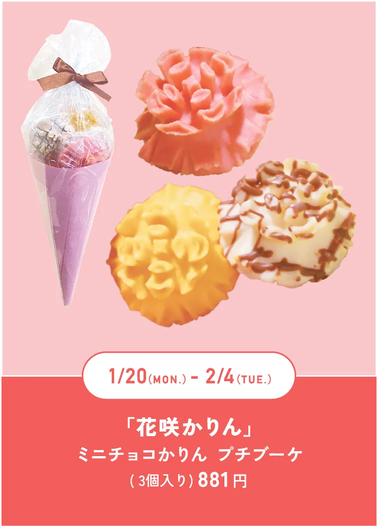 「花咲かりん」ミニチョコかりん プチブーケ( 3個入り) 881 円