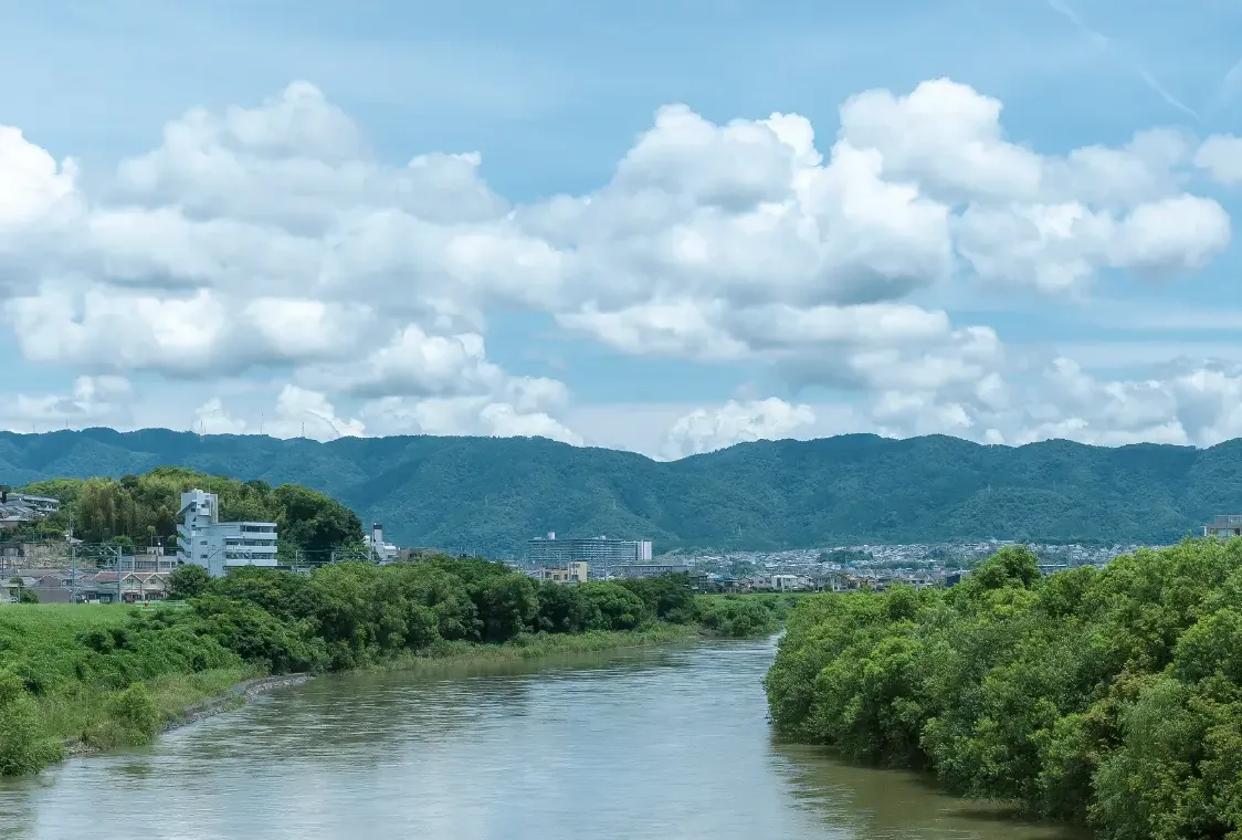 工房に近い観月橋からの宇治川の眺め