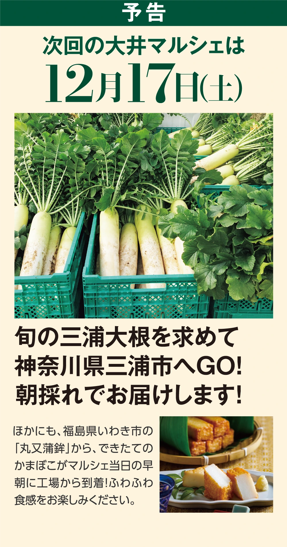 予告次回の大井マルシェは12月17日（土）