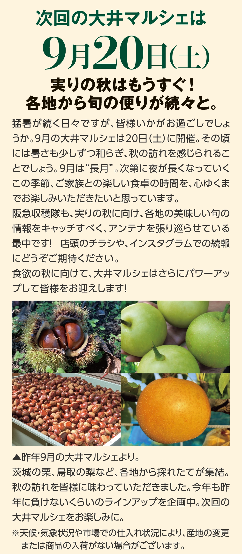 実りの秋はもうすぐ！
各地から旬の便りが続々と。
