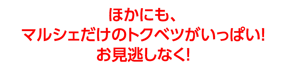 ほかにも、
マルシェだけのトクベツがいっぱい！
お見逃しなく！