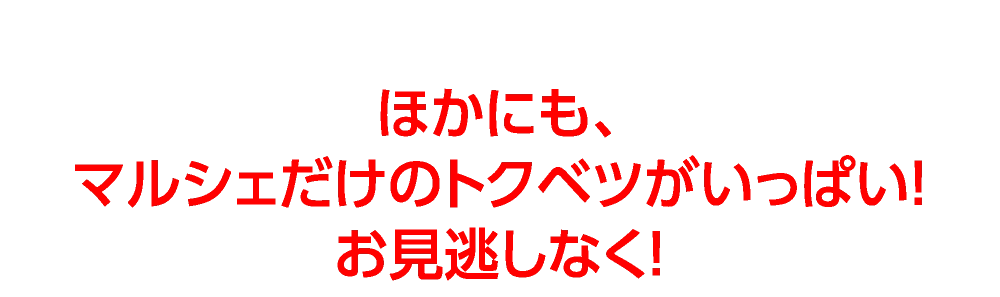 ほかにも、
マルシェだけのトクベツがいっぱい！
お見逃しなく！