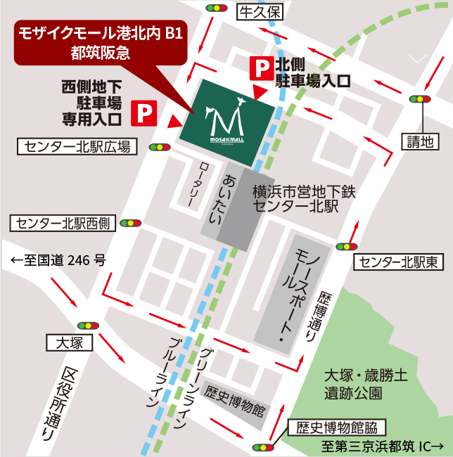 都筑阪急の駐車場の地図
